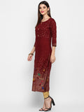 Vbuyz Women's Dark Maroon Color Rayon Straight Kurta