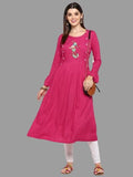 Buys Women's Pink Color Rayon Anarkali Kurta