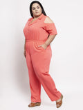 Flambeur Women's Plus Size Crepe Solid Jumpsuits